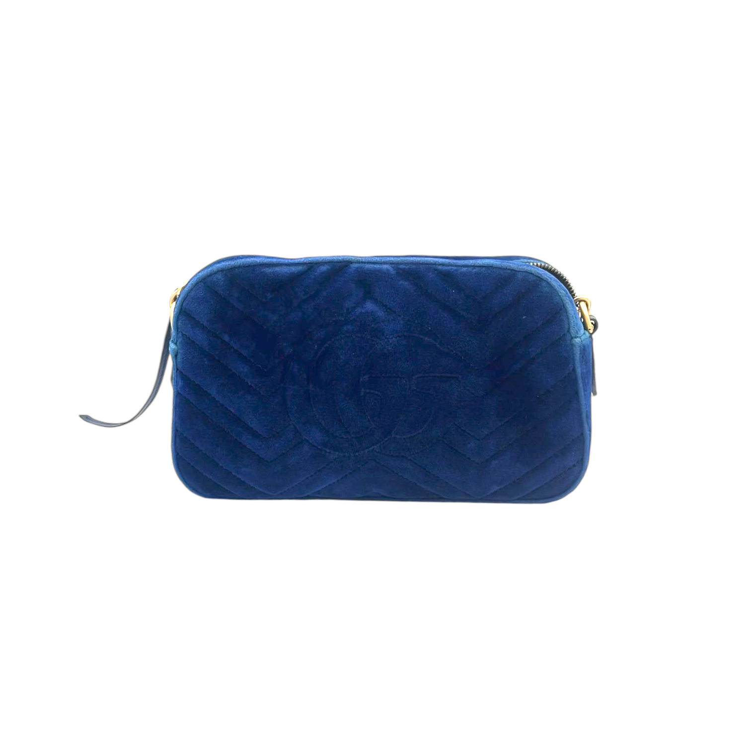 Gucci GG Marmont Crossbody Bag Blue Quilted Velvet