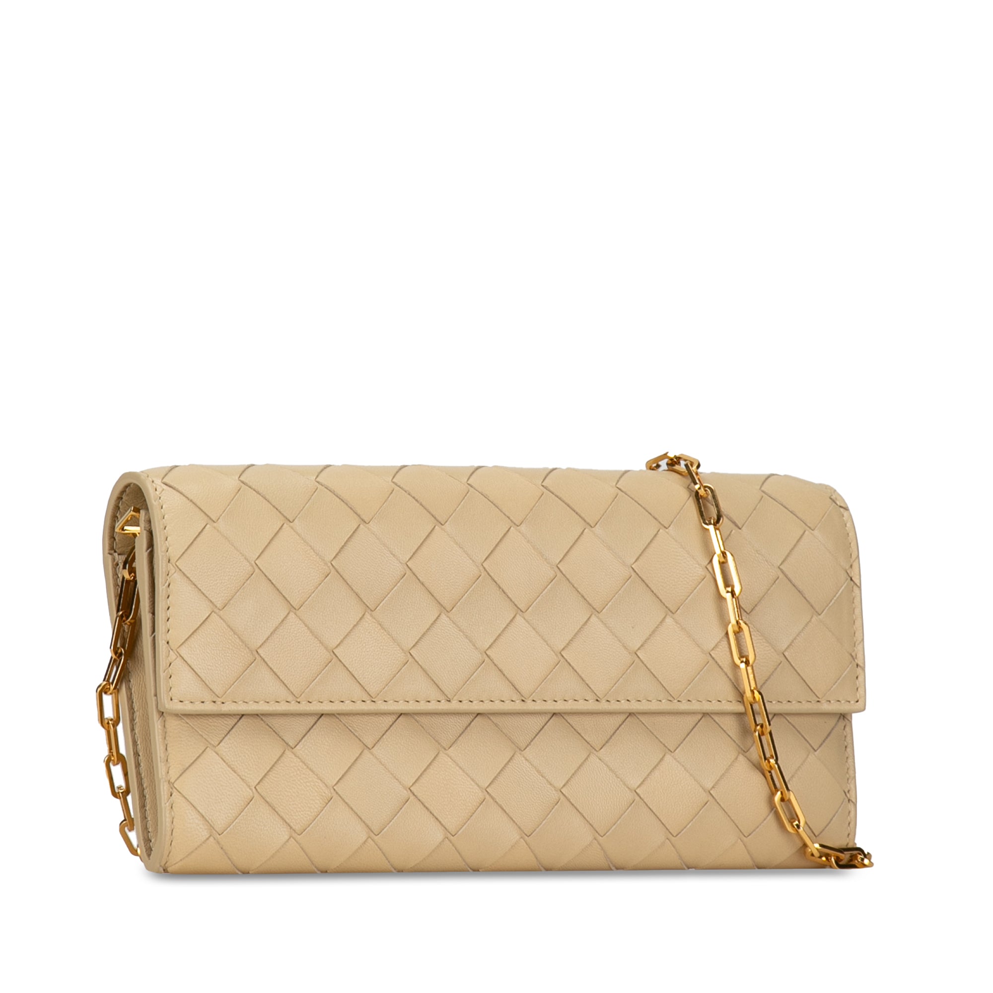 Bottega Veneta Wallet on Chain Beige Intrecciato