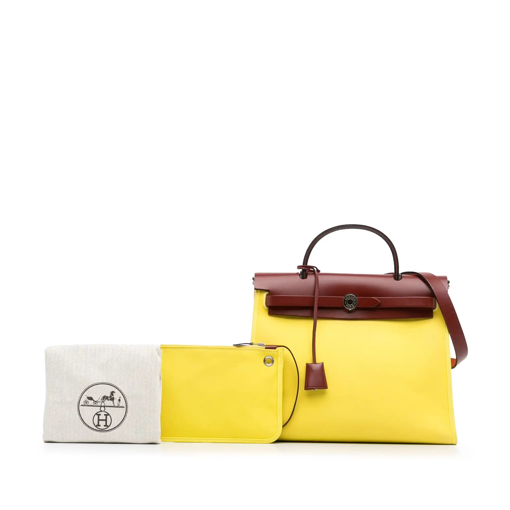 Hermès Herbag Zip 31 Yellow Toile Palladium