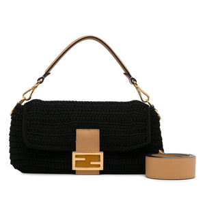 Fendi Baguette Black Crochet Raffia