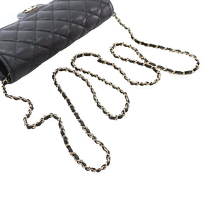 Chanel Sunglasses Case on Chain Black Quilted Caviar Gold