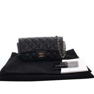 Chanel Sunglasses Case on Chain Black Quilted Caviar Gold