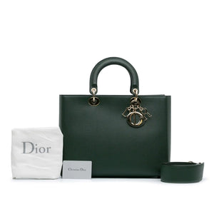 Dior Lady D-Sire Large Green Calfskin Gold