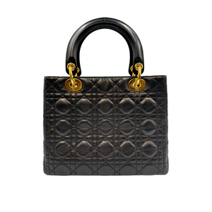 Dior Lady Dior Medium Black Cannage Quilted Leather
