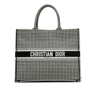 Dior Book Tote Houndstooth Embroidered Large Bicolor Canvas