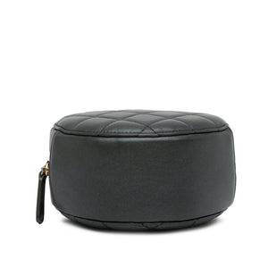 Chanel Round Pearl Clutch with Chain Black Lambskin