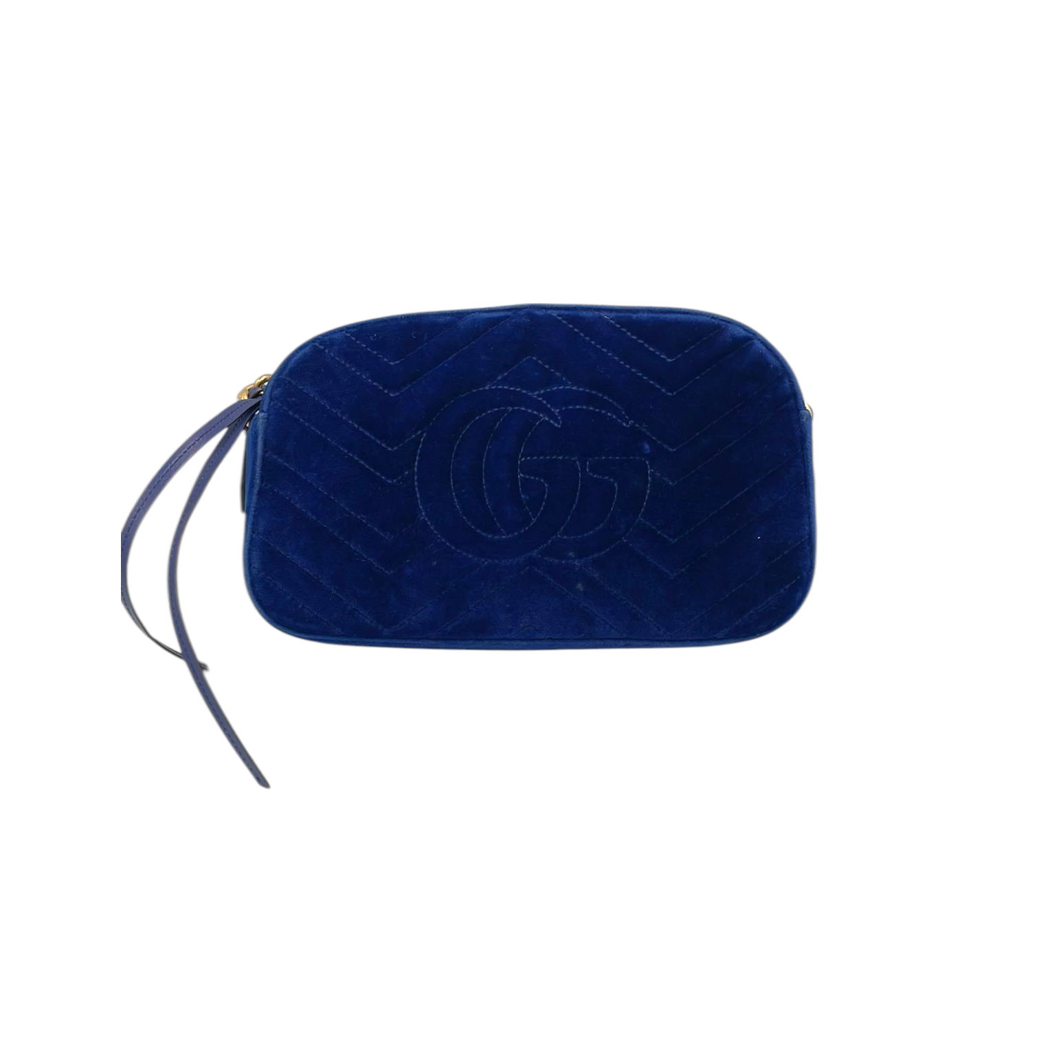 Gucci GG Marmont Crossbody Bag Blue Quilted Velvet