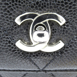 Chanel Kelly Top Handle Bag Black Caviar Silver