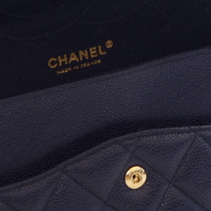 Chanel Classic Double Flap Jumbo Blue Caviar Gold