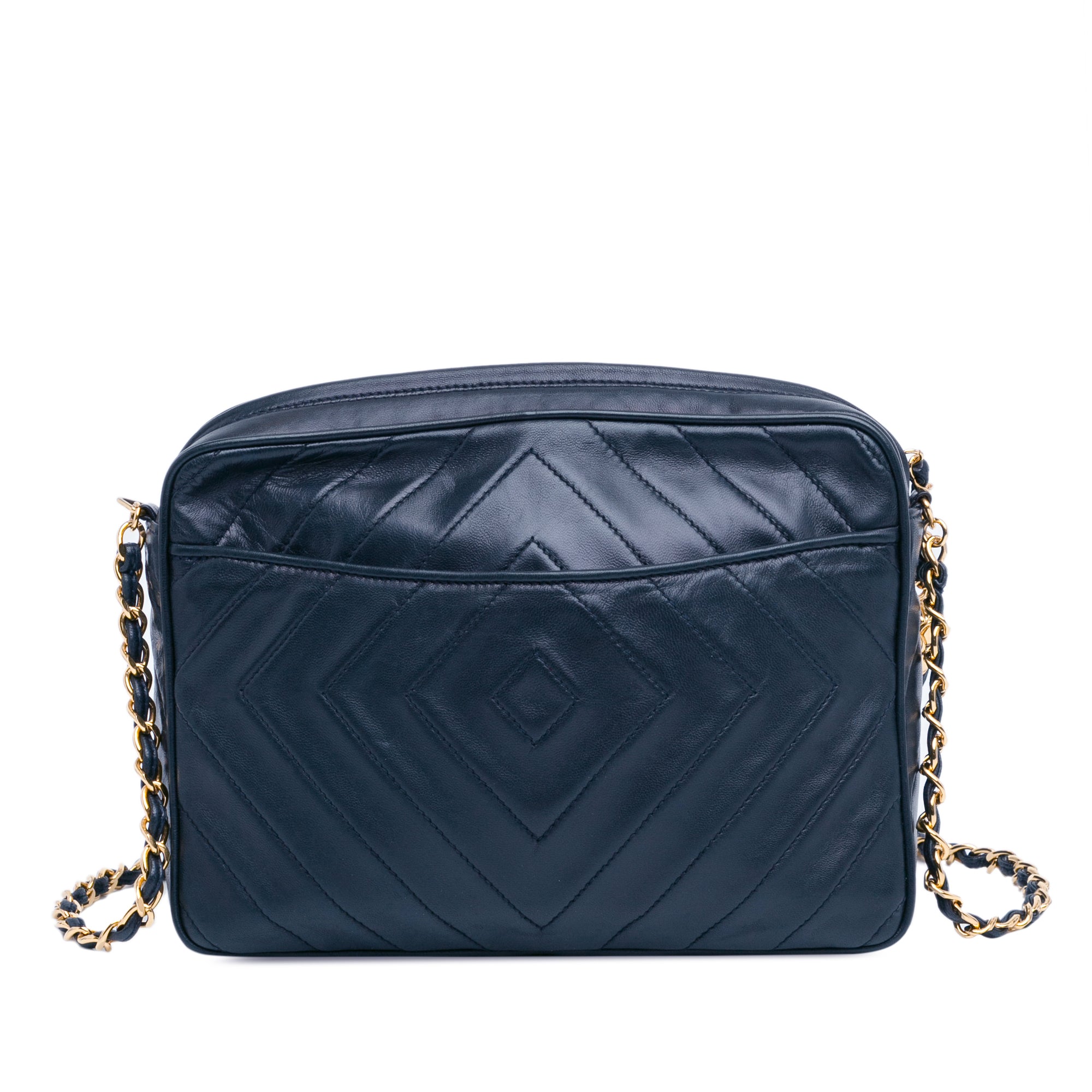 Chanel CC Crossbody Bag Blue Diamond Quilted Lambskin