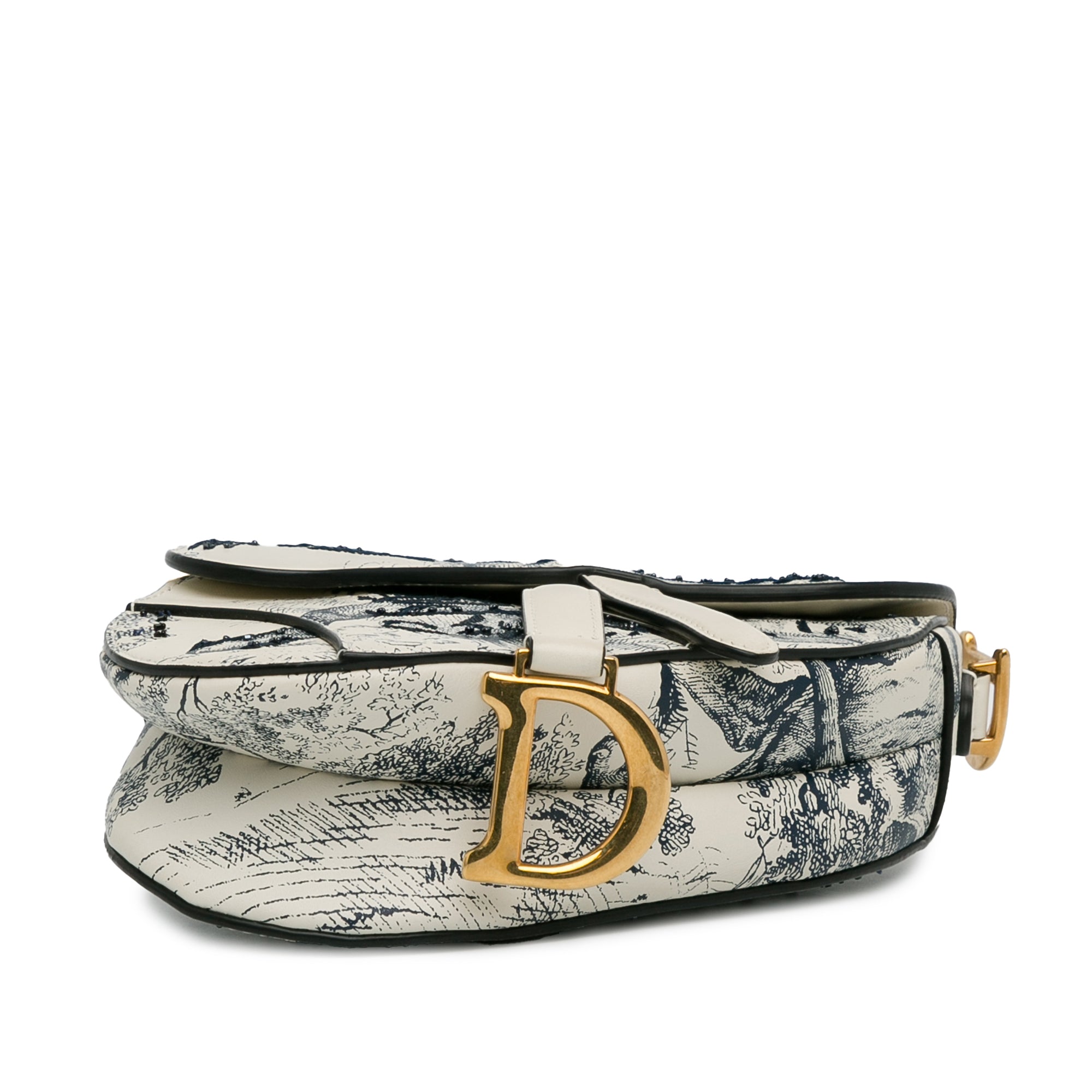 Dior Toile De Jouy Saddle Bag Mini White Calfskin