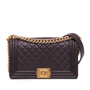 Chanel Boy Flap Bag Medium Purple Lambskin Gold