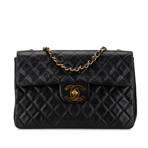 Chanel Vintage Classic Single Flap Maxi Lambskin Gold