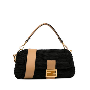 Fendi Baguette Black Crochet Raffia