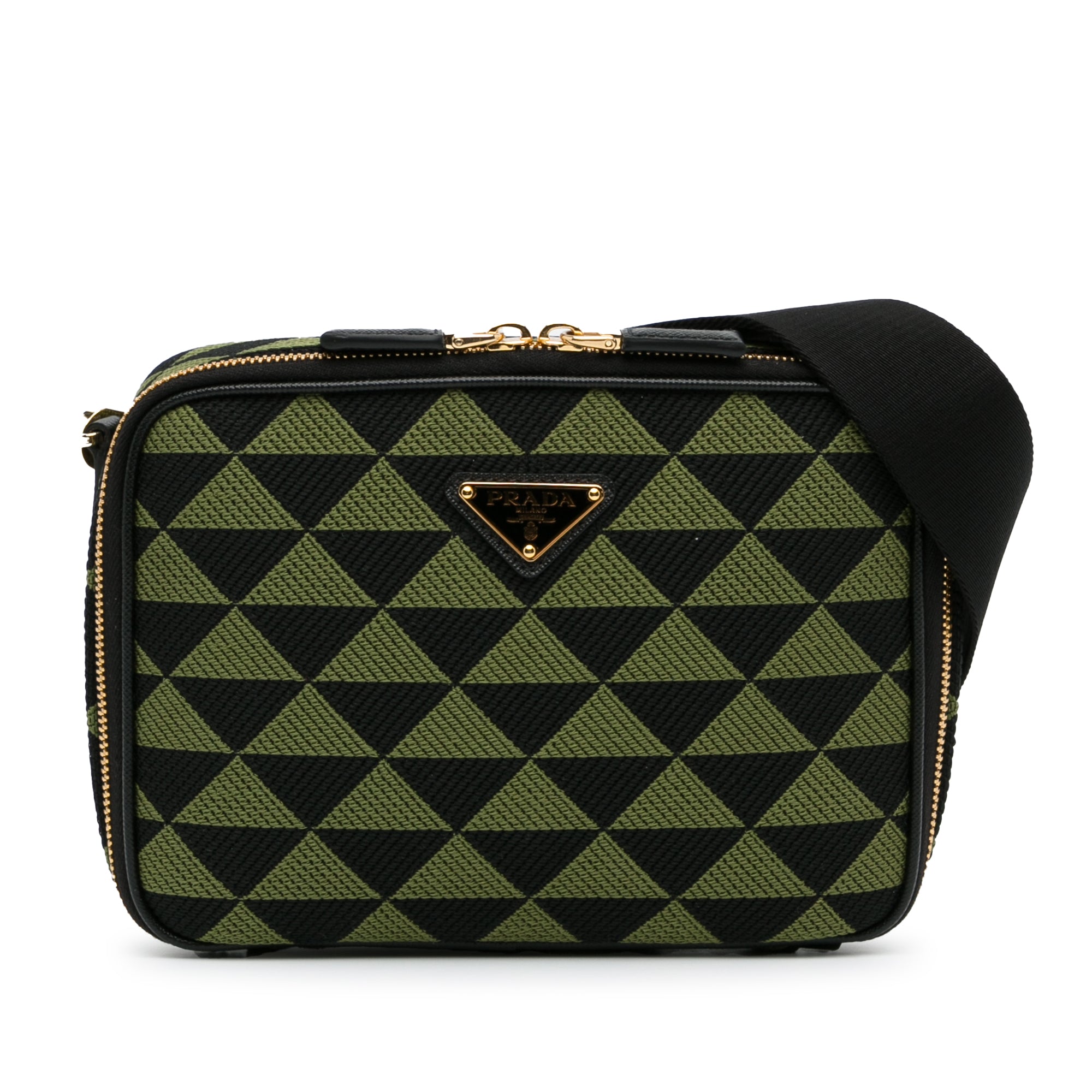 Prada Symbole Triangolo Crossbody Bag Green Canvas