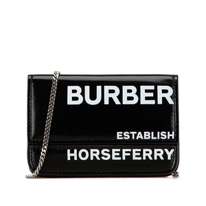 Burberry Horseferry Jody Wallet On Chain Black Leather