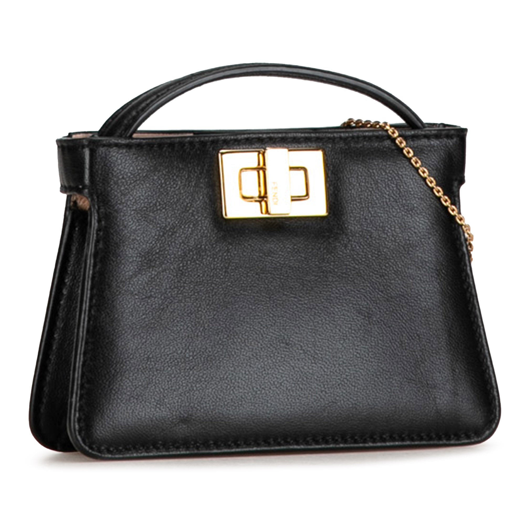 Fendi Pico Peekaboo Charm Black Calfskin