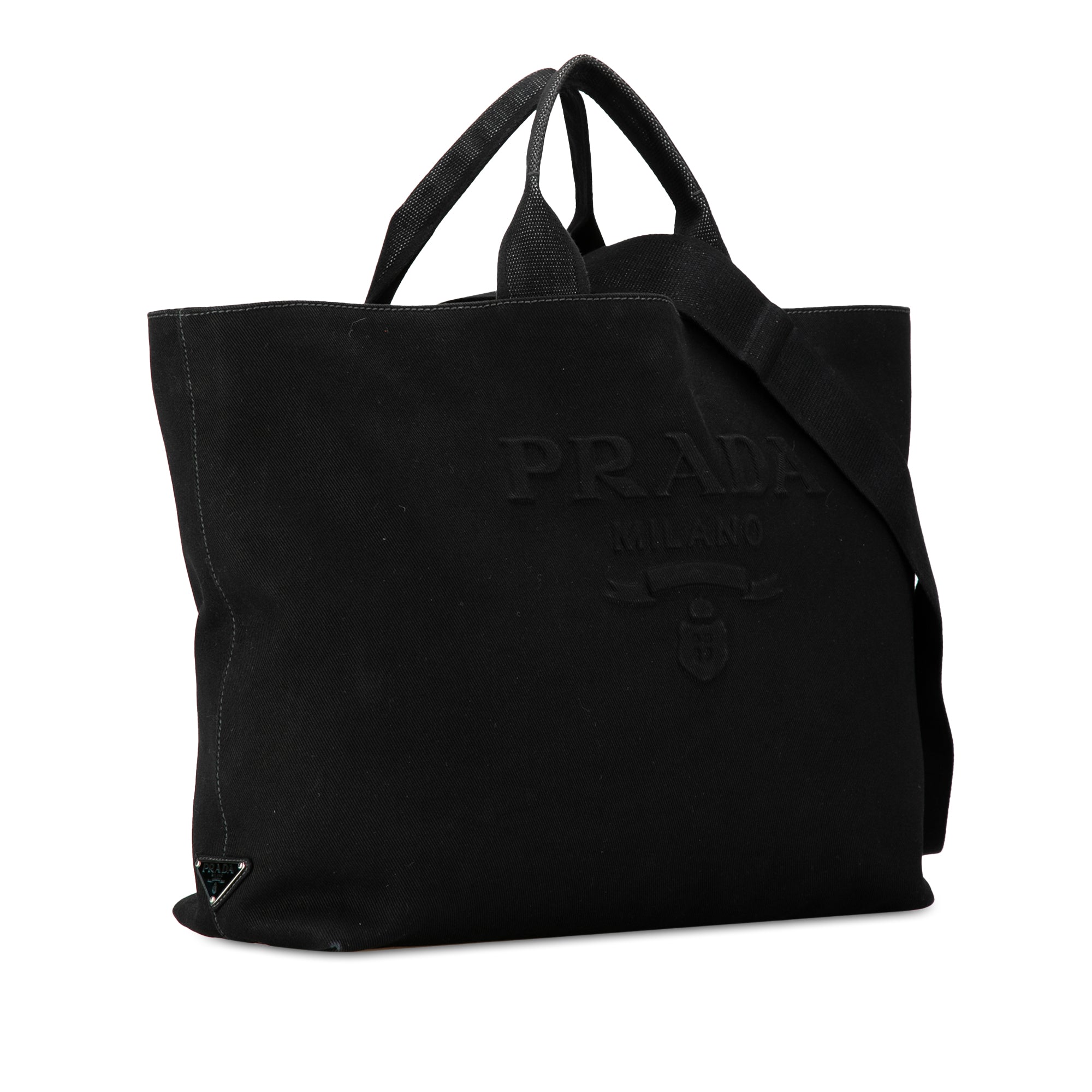 Prada Canapa Drill Tote Black Canvas