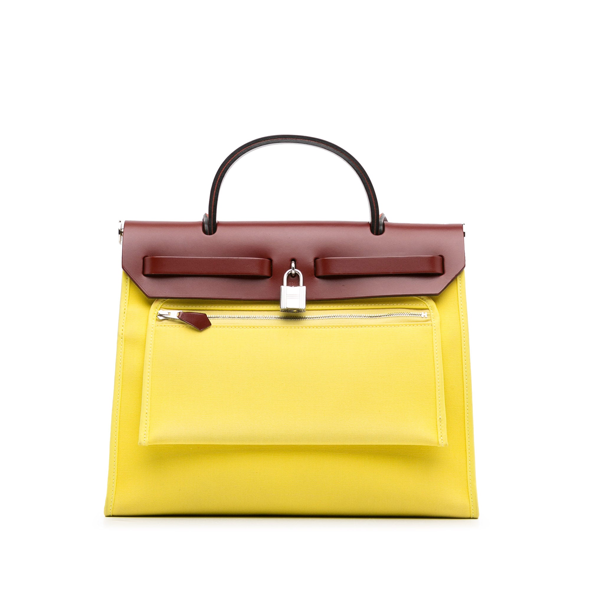 Hermès Herbag Zip 31 Yellow Toile Palladium