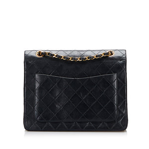 Chanel Classic Double Flap Medium Tall Black Lambskin Gold