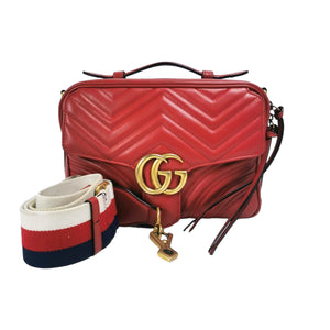 Gucci Marmont Top Handle Small Red Calfskin