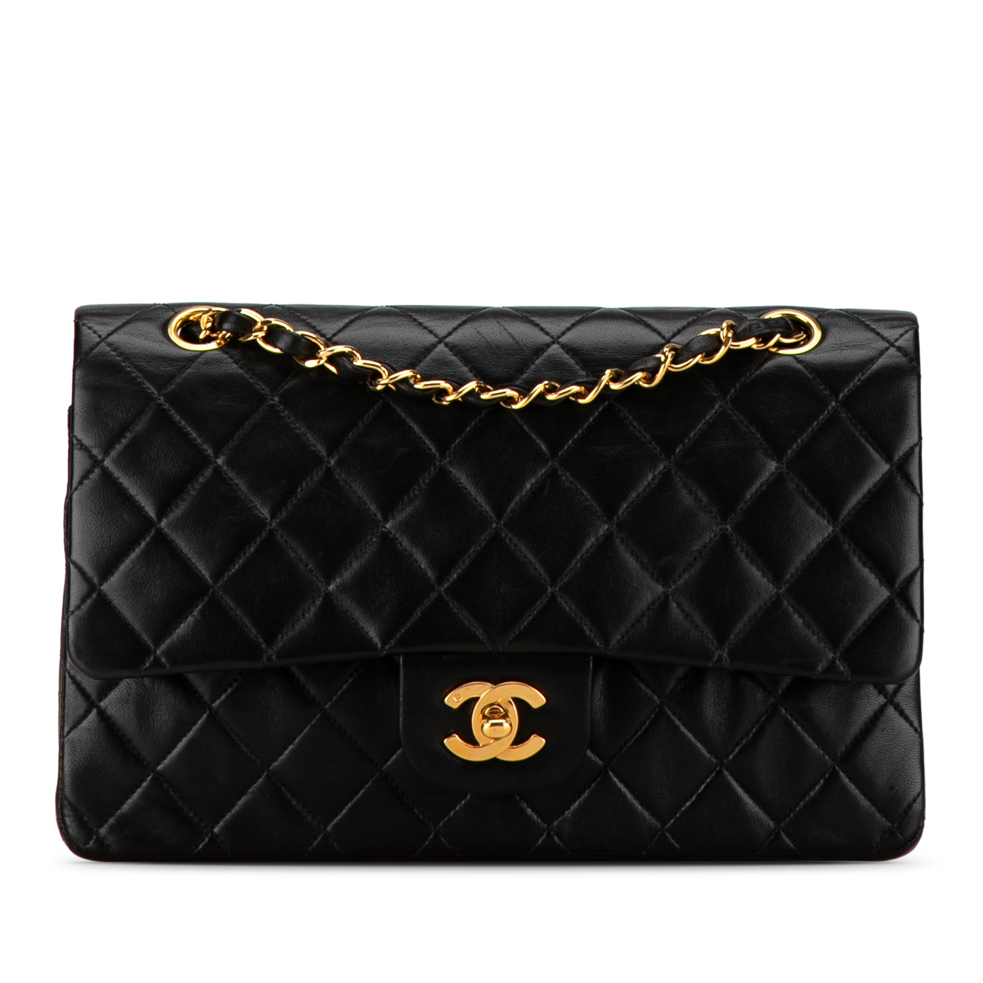 Chanel Classic Double Flap Medium Black Lambskin Gold