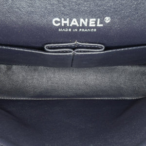 Chanel Classic Double Flap Medium Navy Blue Lambskin Silver