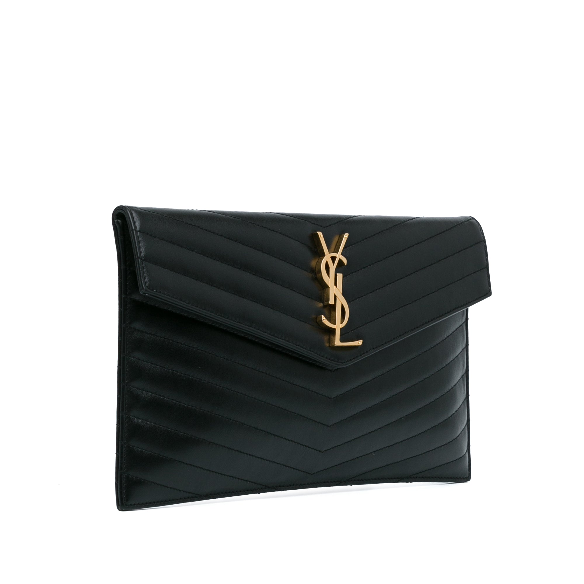 Yves Saint Laurent  Uptown Clutch Black Chevron Monogram