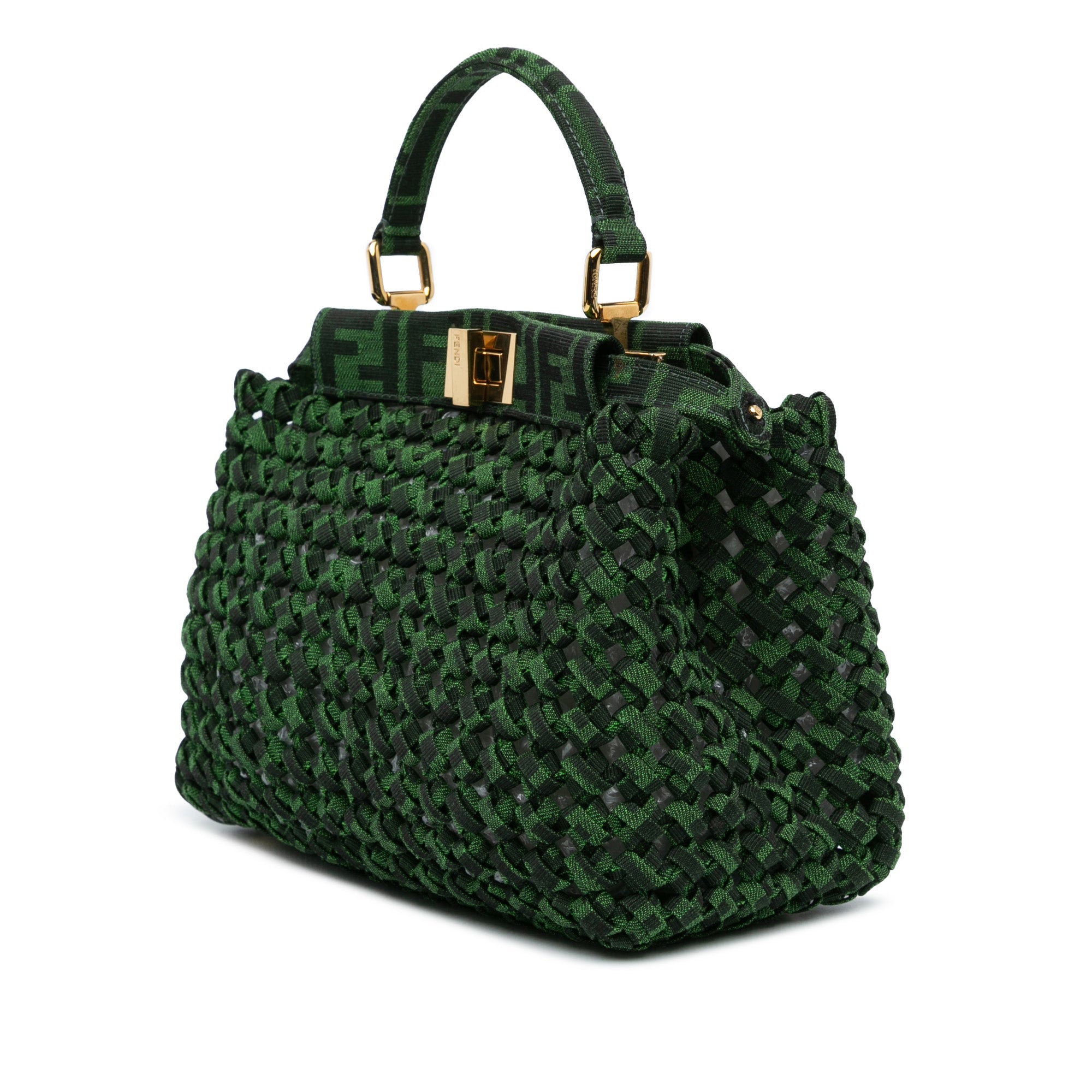 Fendi Peekabo Mini Green Zucca Interlaced Canvas Iconic