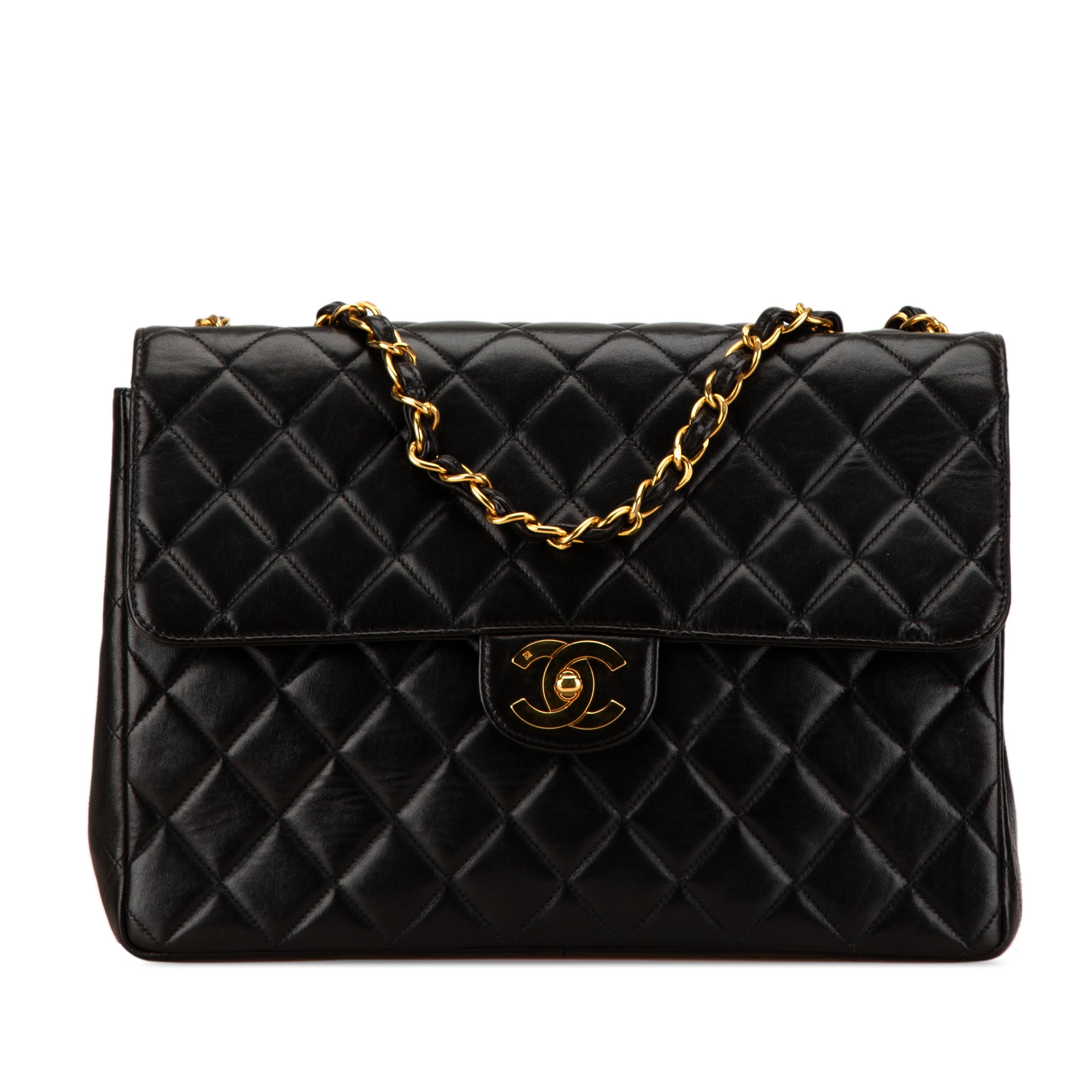 Chanel Classic Single Flap Jumbo Black Lambskin Gold