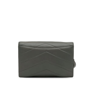 Chanel Medallion Flap Clutch Chevron Grey Calfskin Gold