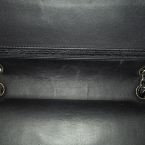 Chanel Classic Double Flap Medium Black Patent Leather Silver