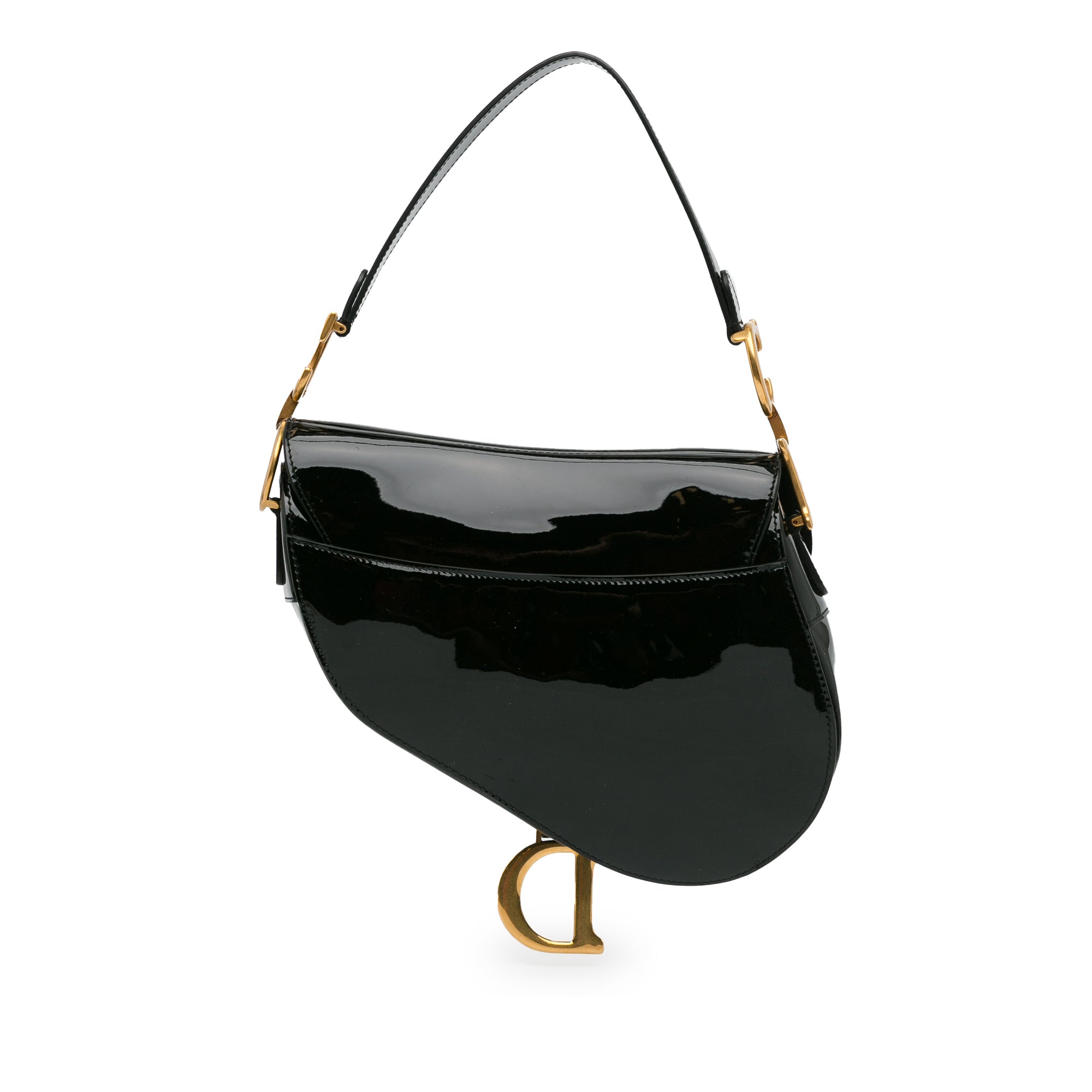 Dior Saddle Bag Medium Black Patent Leather