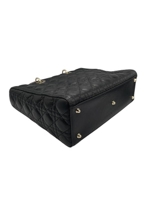 Dior Lady Dior Large Black Cannage Lambskin Gold