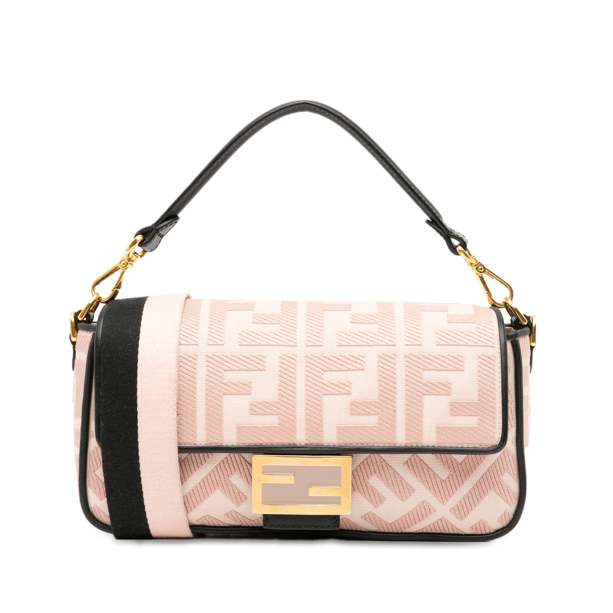 Fendi Baguette Pink Embroidered Zucca Canvas