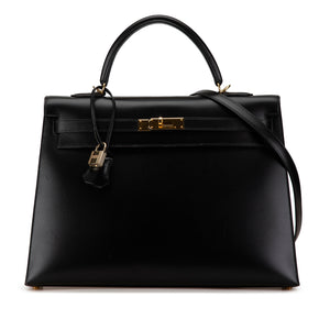 Hermès Kelly 35 Black Boxcalf Gold