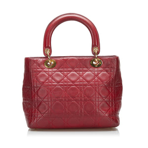 Dior Lady Dior Medium Red Cannage Lambskin Gold