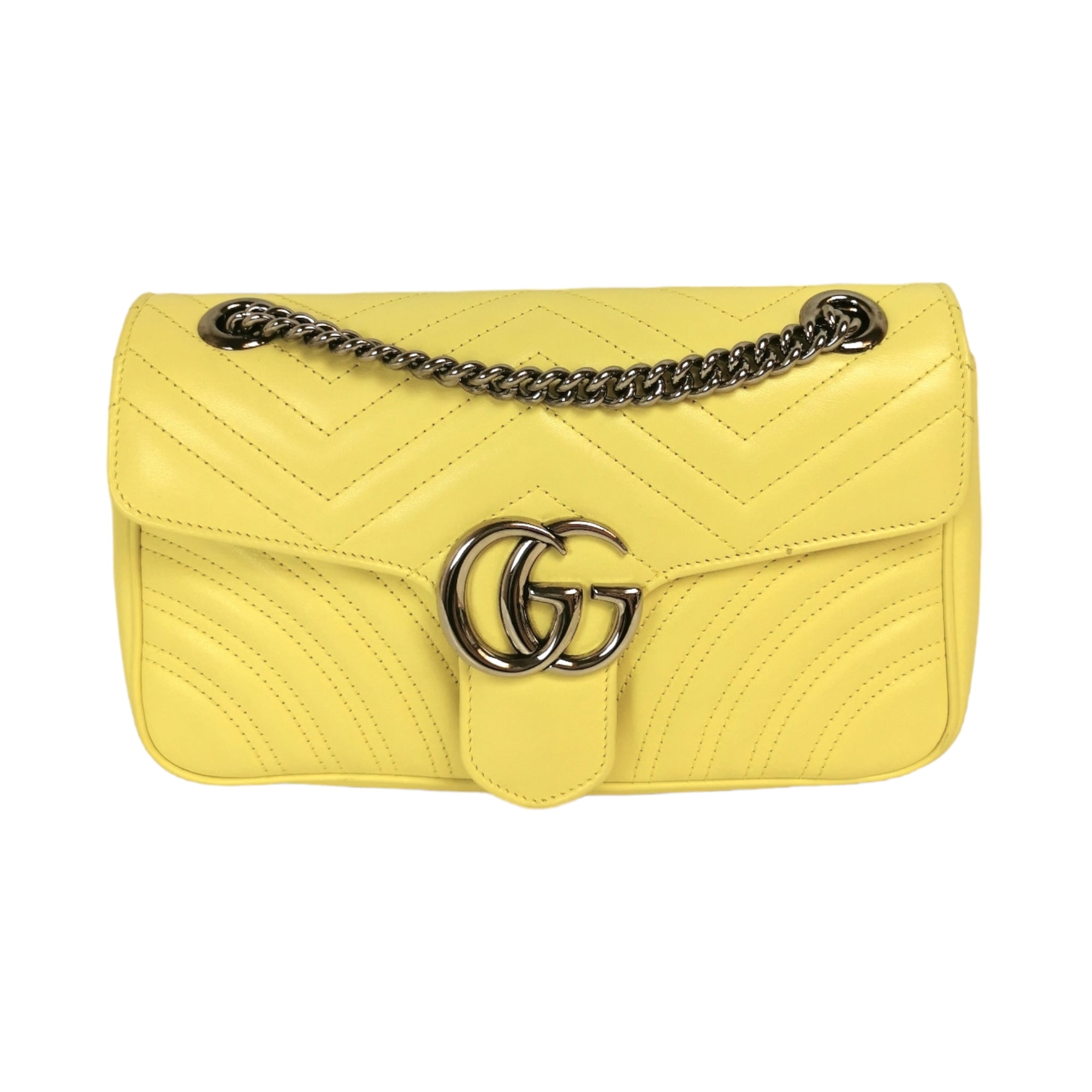 Gucci GG Marmont Small Yellow Matelassé Cuir