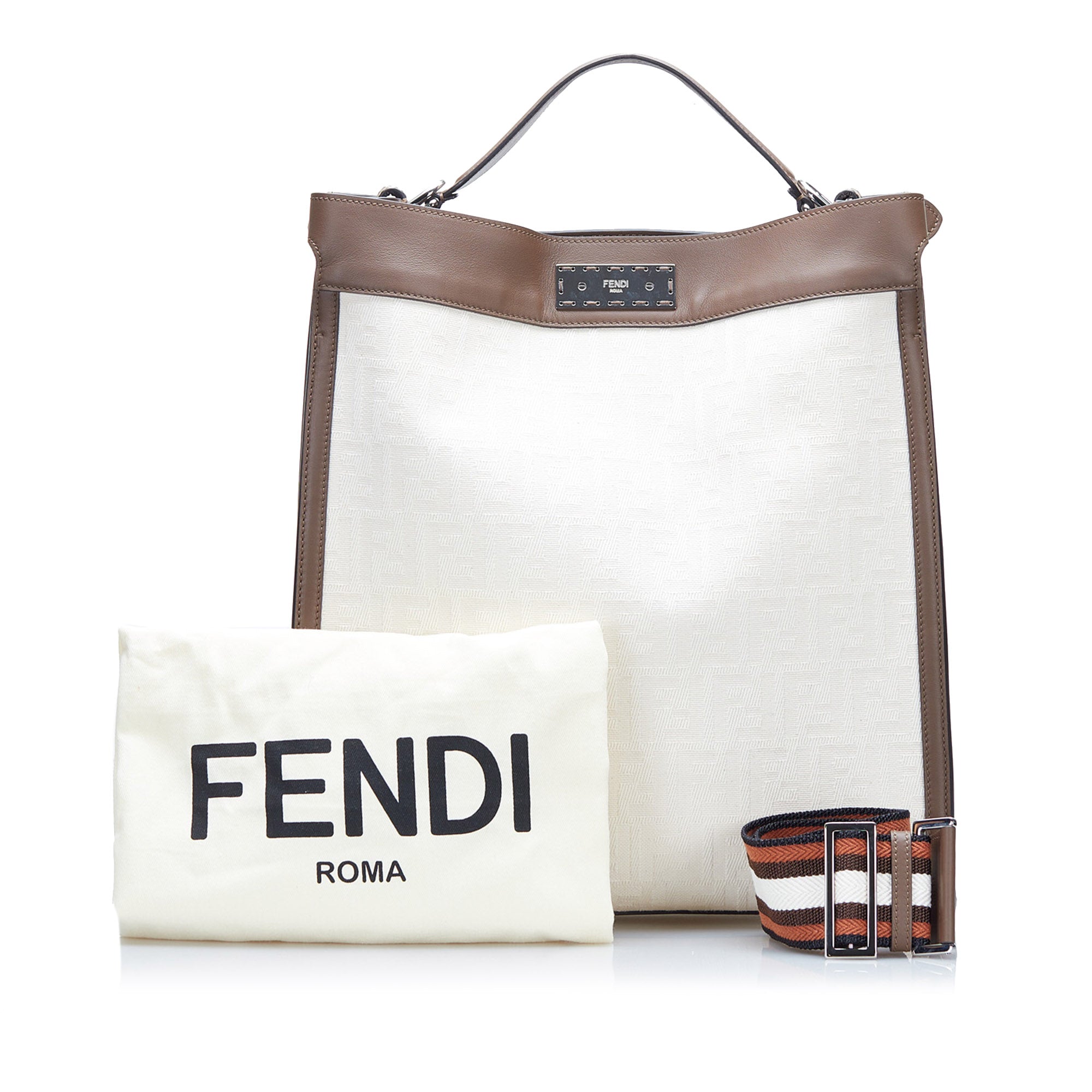 Fendi Peekaboo X-Lite White Zucca Canvas