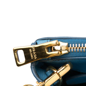 PRADA Double Zip Galleria SAFFIANO BLEU MIDE