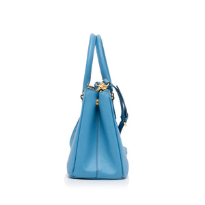 PRADA Double Zip Galleria SAFFIANO BLEU MIDE