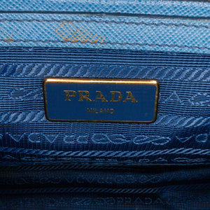 PRADA Double Zip Galleria SAFFIANO BLEU MIDE