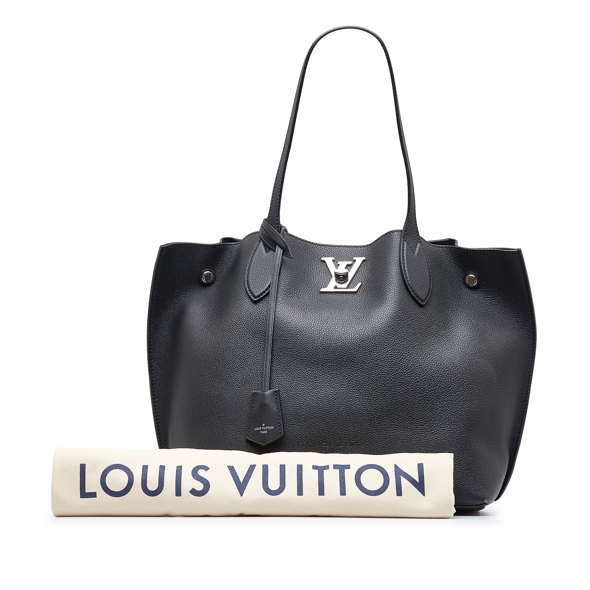 LOUIS VUITTON Calfskin Lockme Cabas Black Black 1204593